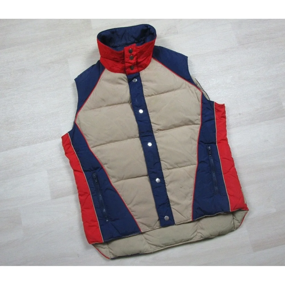 Vintage‎ 70s Skitique Down Puffer Vest Mens (M/L) Colorblock Retro Outdoor Ski